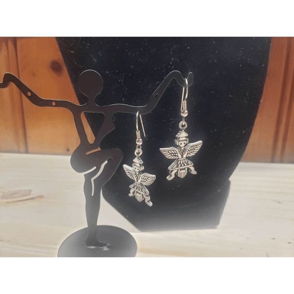 SouthWestern Pewter - Native American Bird Man Earrings - Picture 1 of 4